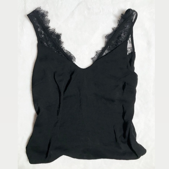 H&M Tops - Black Satin Lace Cami